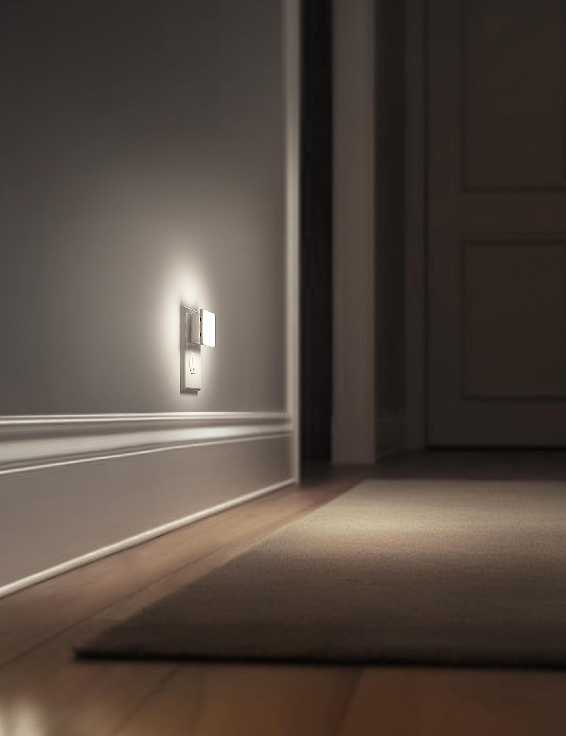 L LOHAS LED Night Lights Plug into Wall 2-Pack, 0.3W Plug in Night Light, Dusk to Dawn, 3000K Soft White, Bright Nightlight Auto-On/Off, for Adults Kids Room Bedroom Bathroom Hallway Kitchen, Non-Dim