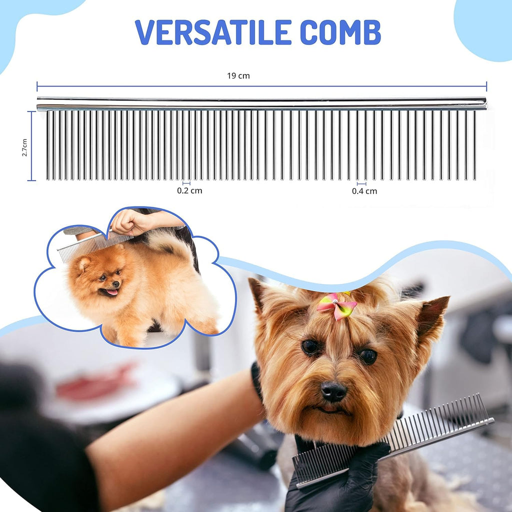 SILENCIO Undercoat Rake for Dogs Double Coat with Pet Comb, Pet Grooming Brush Double-Sided Deshedding Tool Removes Knot & Tangled Hair Dematting Comb for Dogs with Dog Comb for Grooming Furever Brush