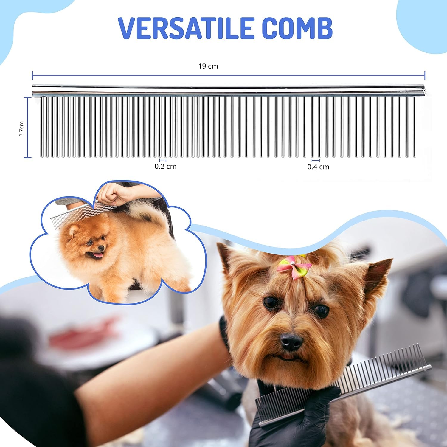 SILENCIO Undercoat Rake for Dogs Double Coat with Pet Comb, Pet Grooming Brush Double-Sided Deshedding Tool Removes Knot & Tangled Hair Dematting Comb for Dogs with Dog Comb for Grooming Furever Brush