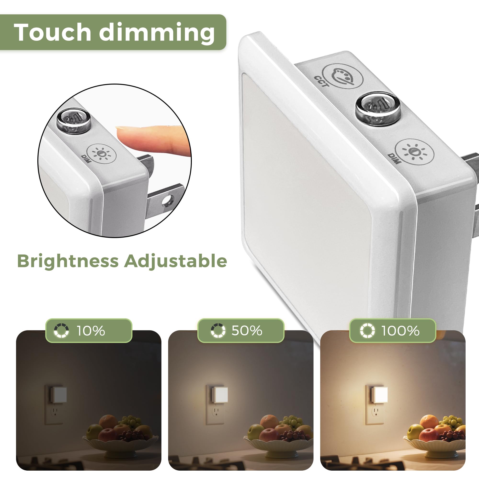 L LOHAS LED Night Lights Plug into Wall 2-Pack, 0.3W Plug in Night Light, Dusk to Dawn, 3000K Soft White, Bright Nightlight Auto-On/Off, for Adults Kids Room Bedroom Bathroom Hallway Kitchen, Non-Dim