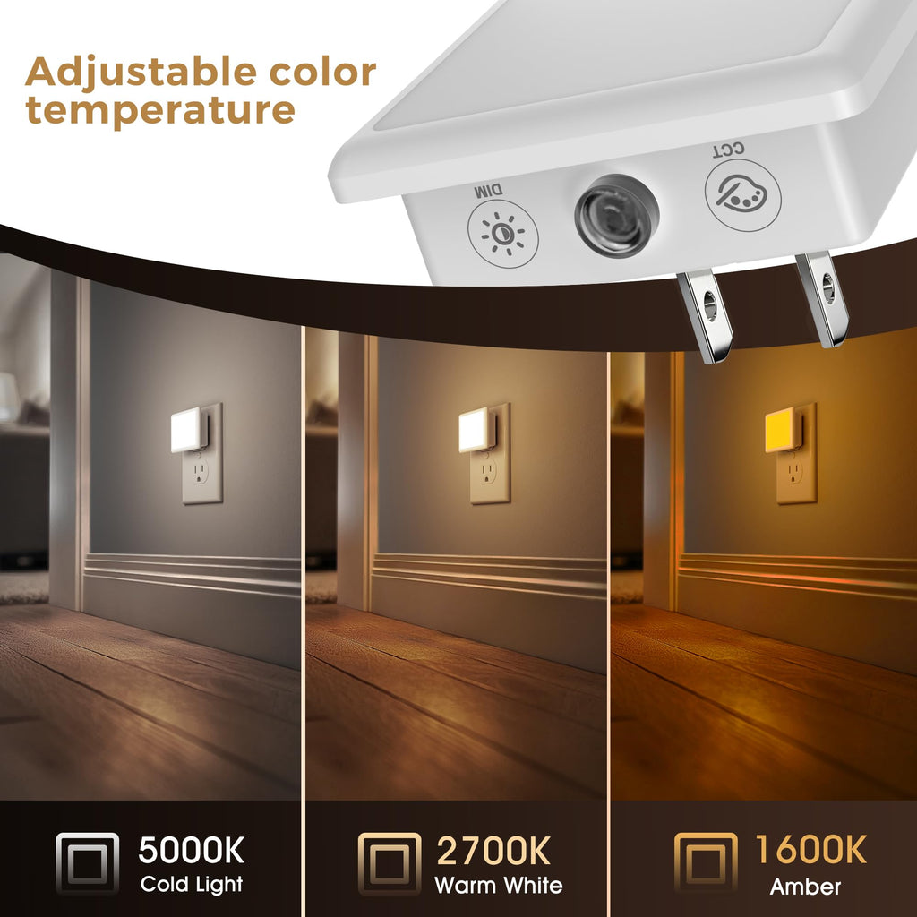 L LOHAS LED Night Lights Plug into Wall 2-Pack, 0.3W Plug in Night Light, Dusk to Dawn, 3000K Soft White, Bright Nightlight Auto-On/Off, for Adults Kids Room Bedroom Bathroom Hallway Kitchen, Non-Dim