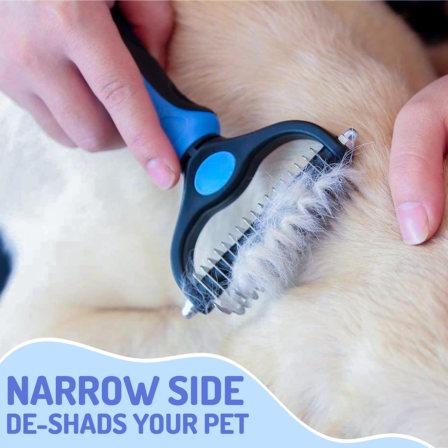 SILENCIO Undercoat Rake for Dogs Double Coat with Pet Comb, Pet Grooming Brush Double-Sided Deshedding Tool Removes Knot & Tangled Hair Dematting Comb for Dogs with Dog Comb for Grooming Furever Brush