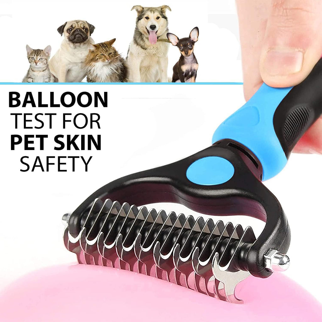 SILENCIO Undercoat Rake for Dogs Double Coat with Pet Comb, Pet Grooming Brush Double-Sided Deshedding Tool Removes Knot & Tangled Hair Dematting Comb for Dogs with Dog Comb for Grooming Furever Brush