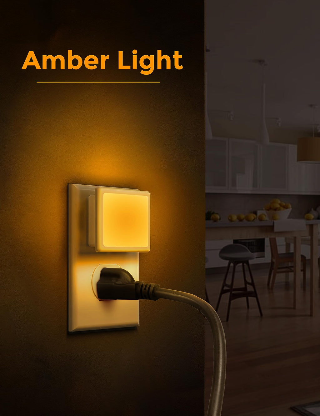 L LOHAS LED Night Lights Plug into Wall 2-Pack, 0.3W Plug in Night Light, Dusk to Dawn, 3000K Soft White, Bright Nightlight Auto-On/Off, for Adults Kids Room Bedroom Bathroom Hallway Kitchen, Non-Dim