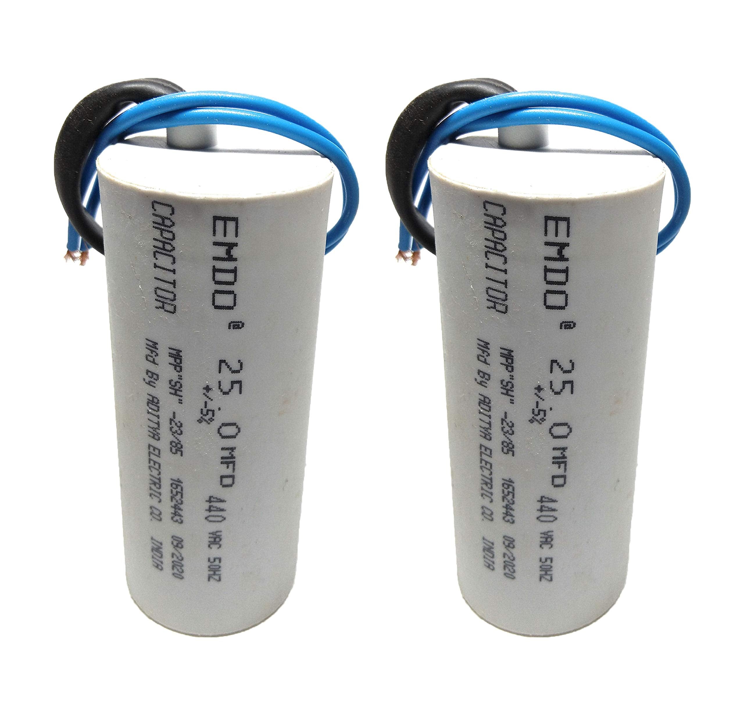 VT - Emdo 12.5MFD Running Capacitor For Motor Run, 440Volt (Off White, Pack of 2)